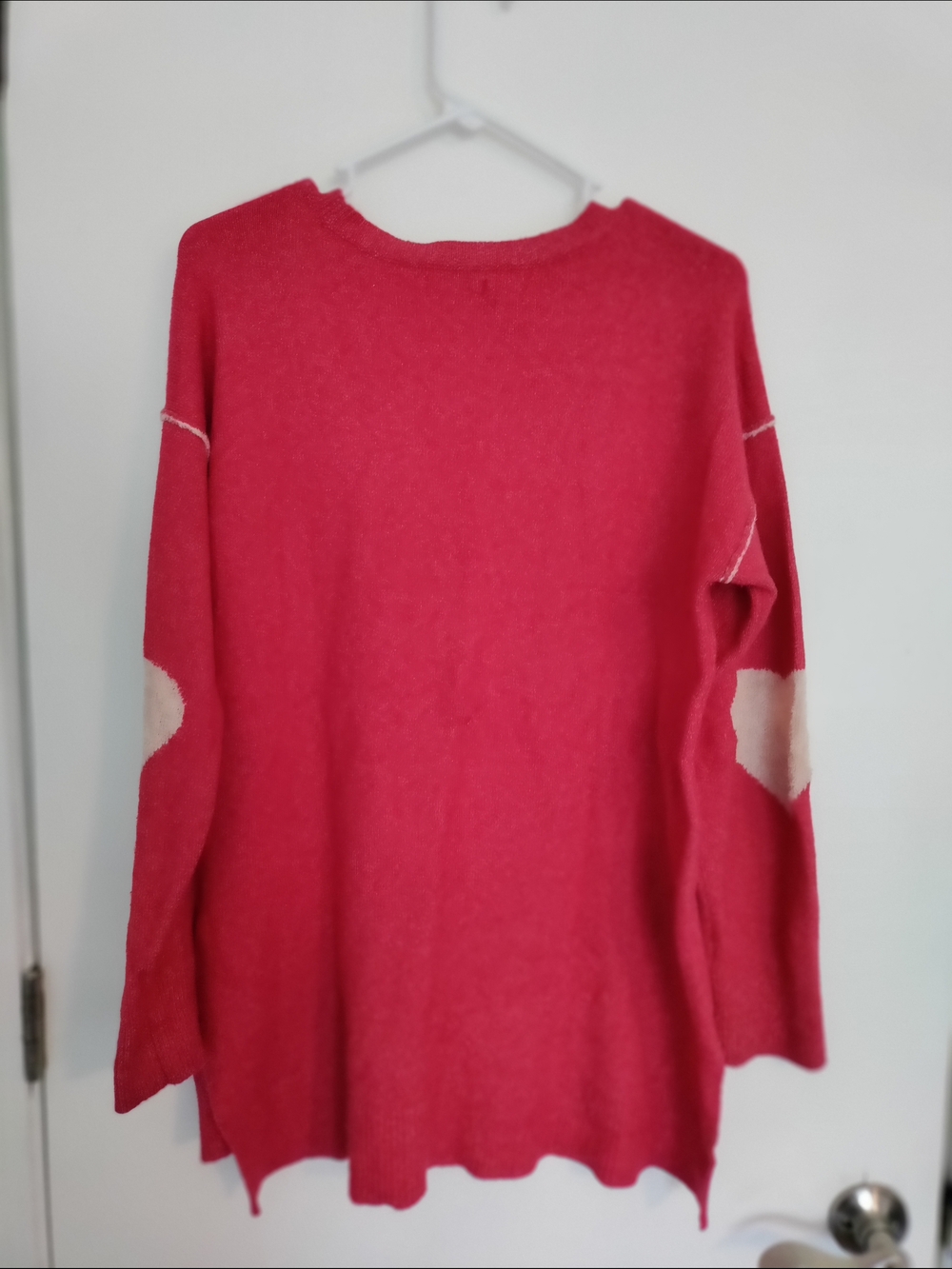 LC Lauren Conrad Red Knit Crewneck Sweater With Heart Elbows - Picture 2 of 5